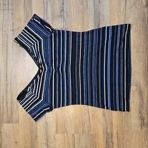 White House Black Market Small Retro T-Shirt (black and blue)